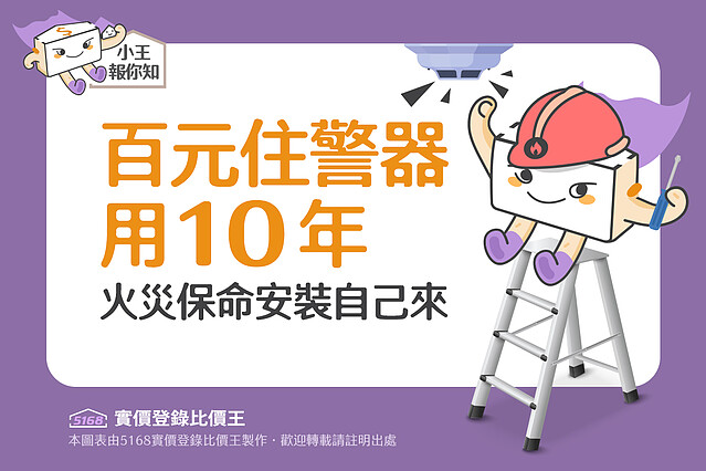 圖解／百元住警器用10年　火災保命安裝自己來。圖／5168實價登錄比價王